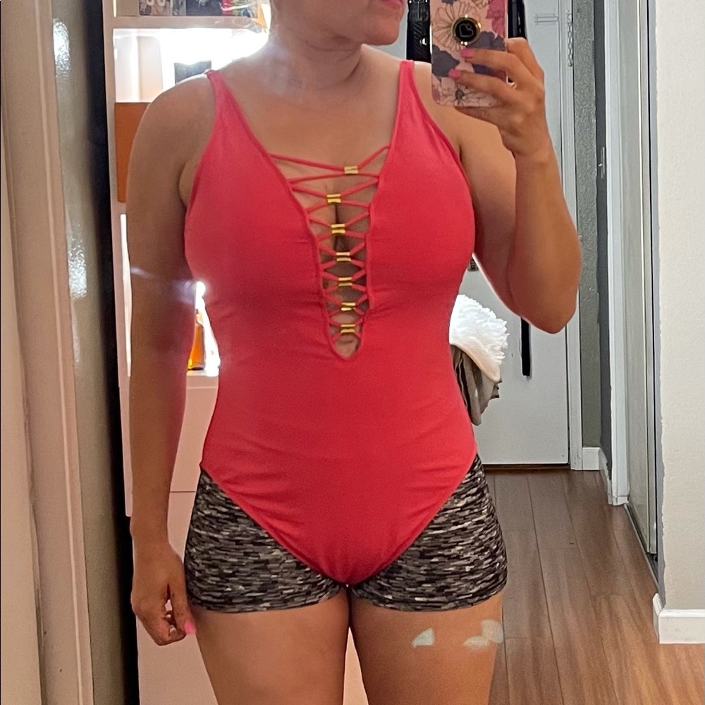 BLEU BY ROD BEATTIE Lace Down One-Piece Swimsuit